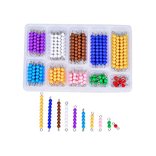 Kghios Montessori Math Toys Material for Toddlers 10 Sets of Colord Bead Chains 1-10 for Early Preschool Learning Toy 1-10 Numeral Cognition Toy