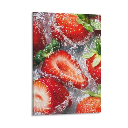 Fraise murale tableau impression sur toile déco maison 50x75