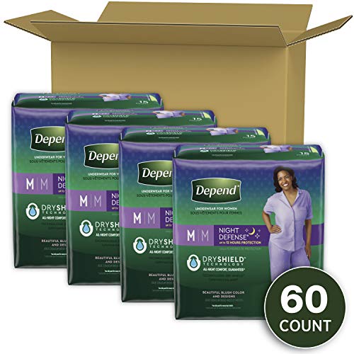Depend Night Defense Adult Incontinence Underwear For Women, Disposable, Overnight, Medium, Blush, 60 Count (4 Packs Of 15) (Packaging May Vary) #TOP1