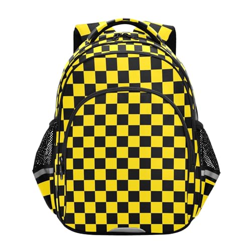 Black and Yellow Buffalo Checkered Toddler Backpack for Prechool Boys Girls 3-8 Years Mini Bookbag S