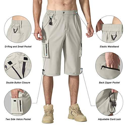 Nominate Mens Hiking Capris Pants 3/4 Long Cargo Shorts Casual Work Shorts With Multi Pockets For Golf Fishing Camping #TOP2