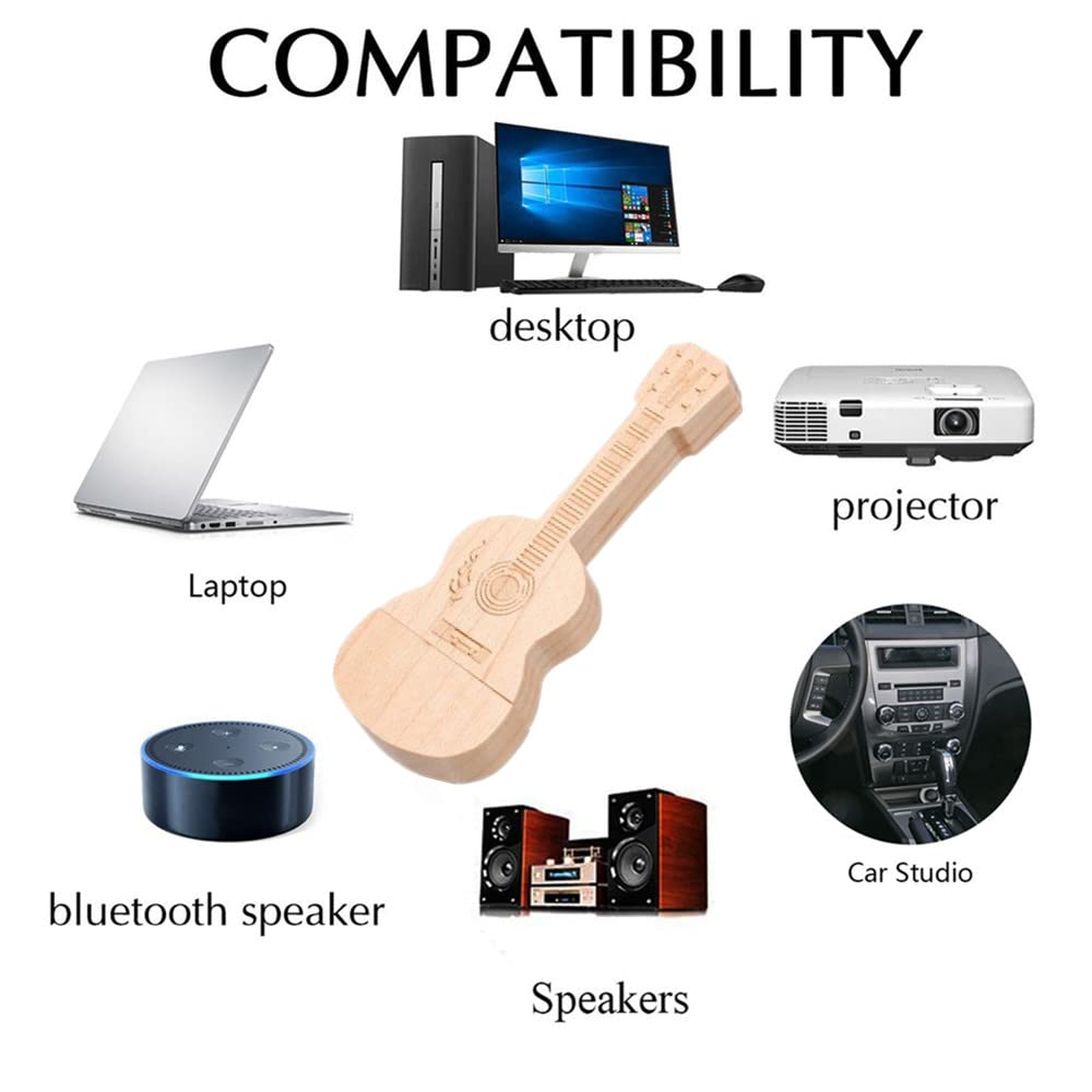Chiavetta USB 3.0 da 64 GB a forma di chitarra, in legno d'acero, 64 GB, confezione da 10