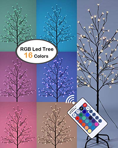 LIGHTSHARE Cherry Blossom Lighted Tree 5 Feet, RGB with Remote Control, 16 Color-Changing
