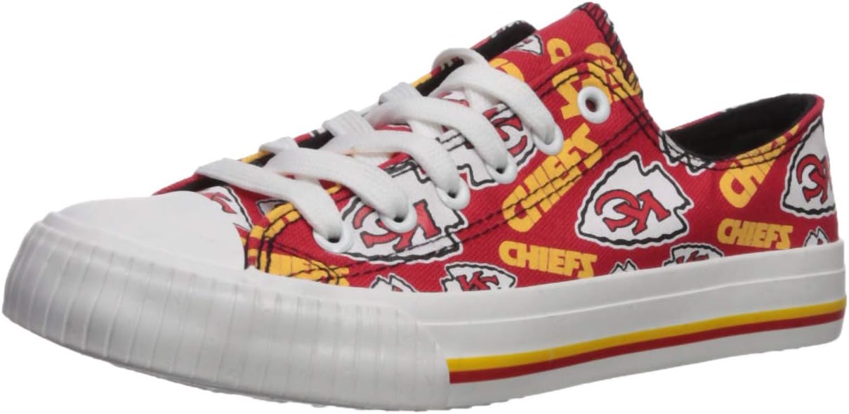 FOCONFL Kansas City Chiefs Women's Low Top Repeat Print Canvas Footwear