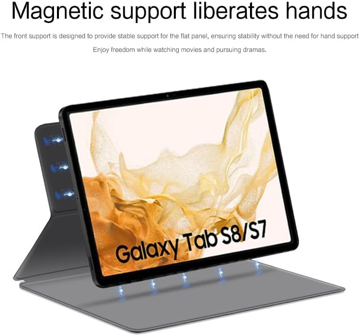 Magnetic Case for Galaxy Tab S8 11 inch 2022 (SM-X700/SM-X706)/S7 2020 (SM-T870/T875) with S-Pen Holder, Lightweight and Slim Magnetic Stand Case with Auto Sleep/Wake, Grey image 5