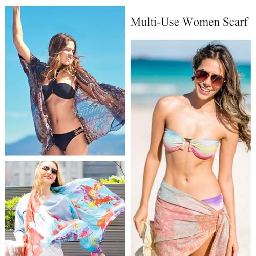 Fashion Chiffon Scarf For Women Ladies Scarves Lightweight, Bicolor Tree Chiffon Scarf Soft Lightweigh4