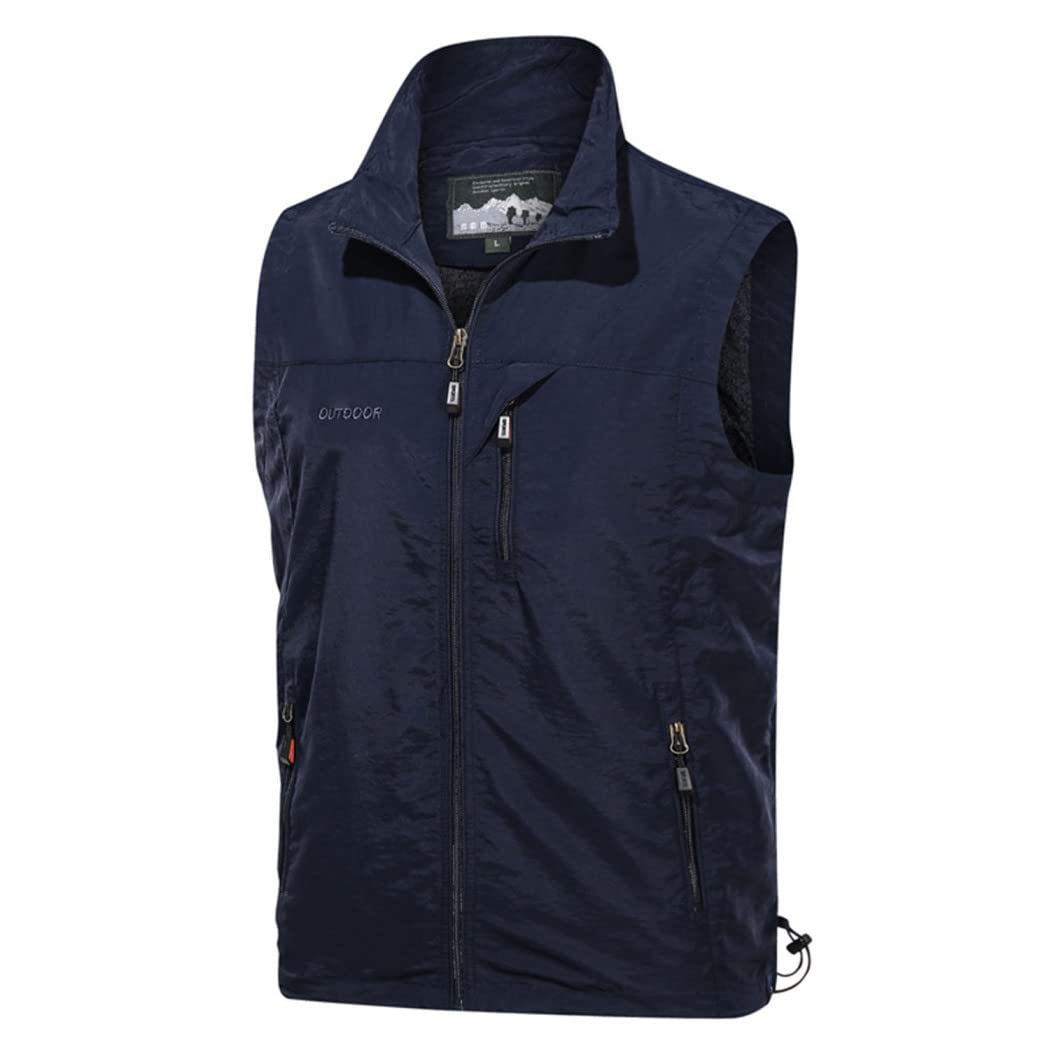 Chaleco para Hombre Chaleco Multibolsillos Sin Mangas Cuello Alto Chaqueta Exterior De Secado Rápido para Fotógrafos Periodistas Pescadores