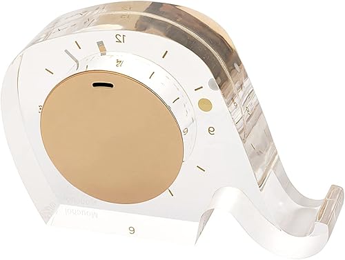 Miniatura 3 de Reloj de escritorio acrílico, reloj analógico moderno, decoración de oficina en casa, marco transparentecara dorada, forma de manzana