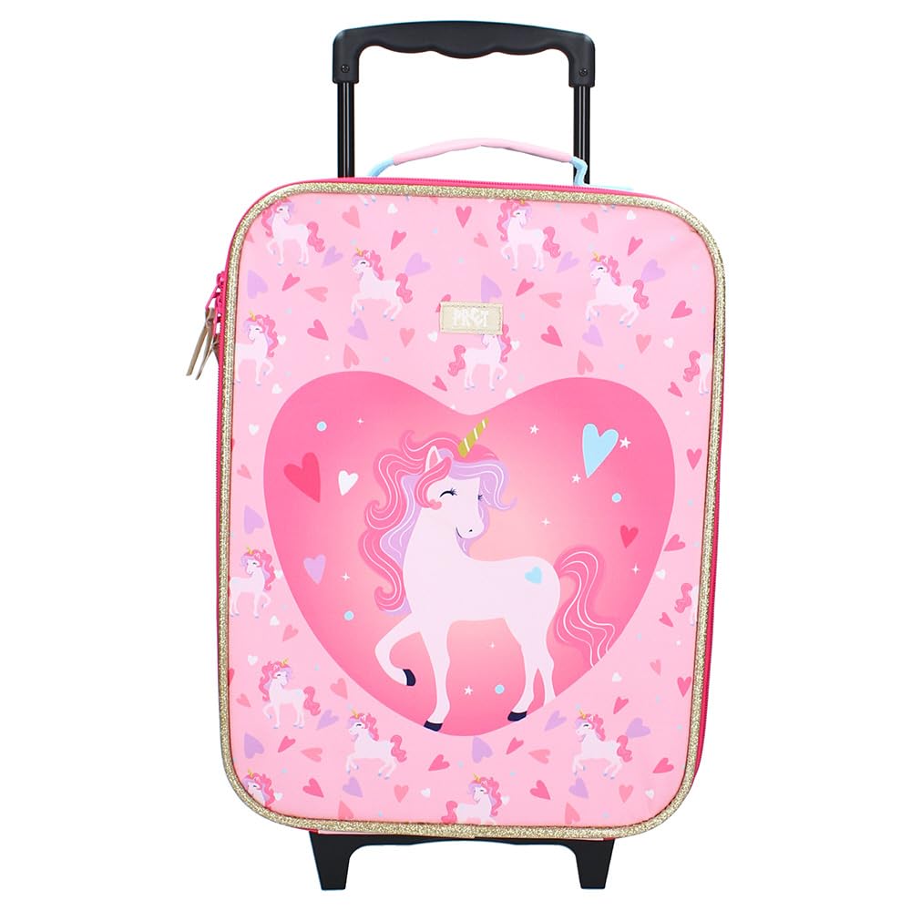 Vadobag Valise à roulettes licorne - 12 l - Bagage à main - Bagage à main - Pour fille à partir de 2 à 3 ans, Rose, m, Coque souple