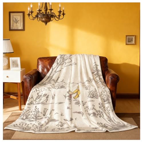 Image of Children's Flannel Blanket 50"x40"/60"x50" inches Bear and Piglet Pattern Throw Blanket for Boys Girl's air Conditioning Blanket, (50"x40")