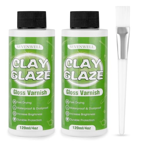 SEVENWELL Clay Glaze High Gloss Sealer for Air Dry & Polymer Clay