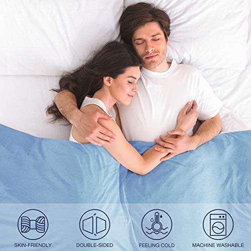 Image of EXQ Home Weighted Blanket Cover 41x60-Twin Size Premium Soft Duvet Cover for Kids Weighted Blanket with Zipper,Machine Washable for Hot Sleeper in Summer(Blue,Duvet Cover Only)