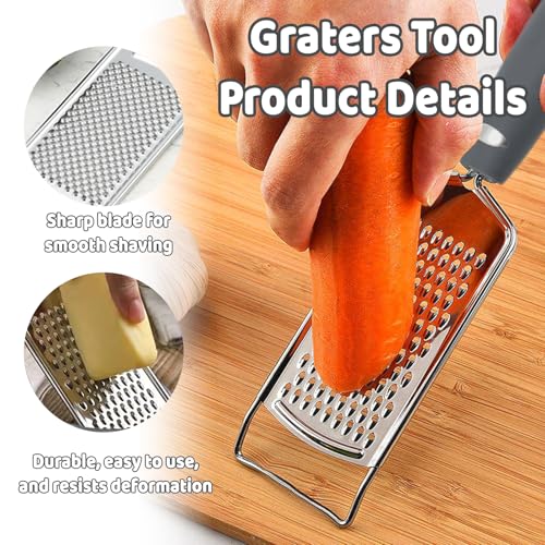Lemon Zester Stainless Steel Cheese Garlic Grater Tool with Handle for Kitchen with Handle - Thumbnail 3