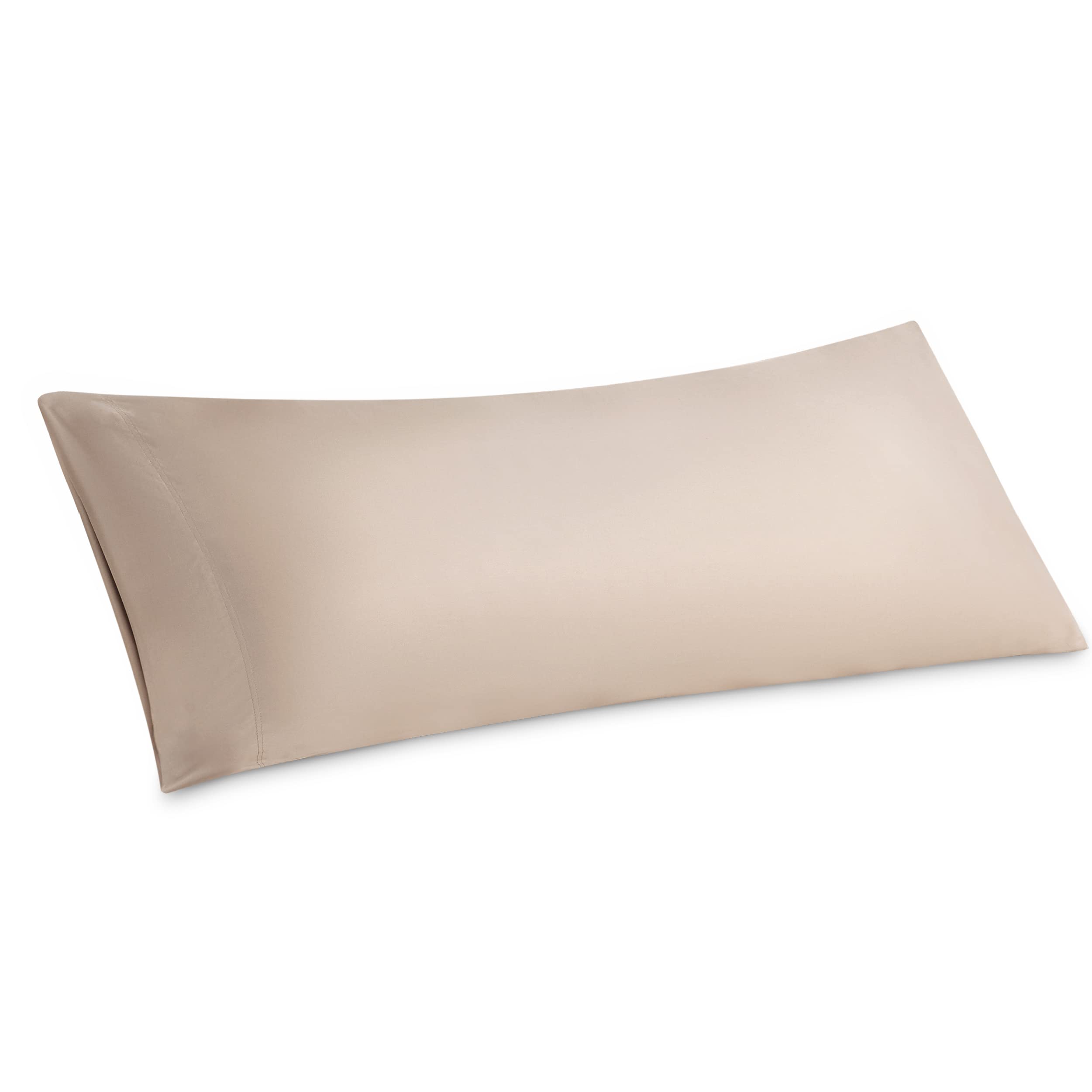 Bedsure Body Pillow Cover - Khaki Long Cooling Pillow Cases, 100% Rayon Derived from Bamboo, Cool Body Pillowcase with Envelope Closure for Women, Men, 1 Pack, 20x54 InchesOEKO-TEX STANDARD 100