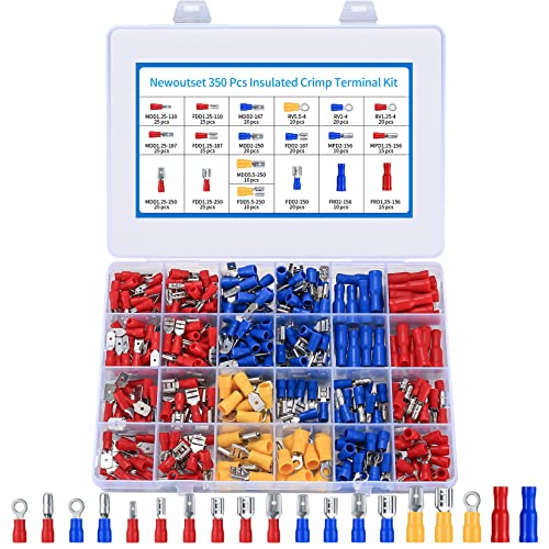 320 Stk Kabelschuhe Set, Quetschverbinder Sortiment Set, Kfz Elektrische Steckverbinder Crimpverbinder, Elektro Stoßverbinder Flachsteckhülsen Flachstecker Ringkabelschuhe Rundstecker