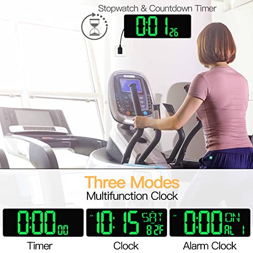 XREXS Large Digital Wall Clock with Remote Control, 16.5 Inch LED Display, Count Up & Down Timer, Adjustable Brightness, Plug-in Alarm Clock with Day/Date/Temperature for Home, Gym, Classroom - Image 4