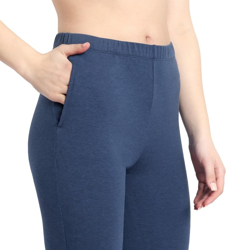 Image of ONE SKY Women Full Length Leggings | Cotton Modal Spandex Blend | High Waist Stretchable & Bio-Washed Fabric | Colour-Lock Technology | Comfortable Leggings for Women