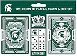 MasterPieces Game Day - NCAA Michigan State Spartans 2-Pack Playing Cards & Dice Pack - Officially Licensed Set for Adults and Family