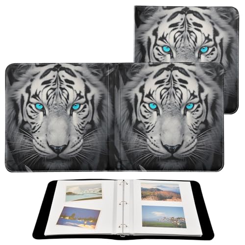 Álbum de Fotos Adhesivo Autoadhesivo DIY, Álbum para Recortes con Anillas de 3 Argollas, Libro de Fotos Azul Ojos Tigre, 40 Páginas, Tamaño 8x10 para Guardar Recuerdos miniatura 2