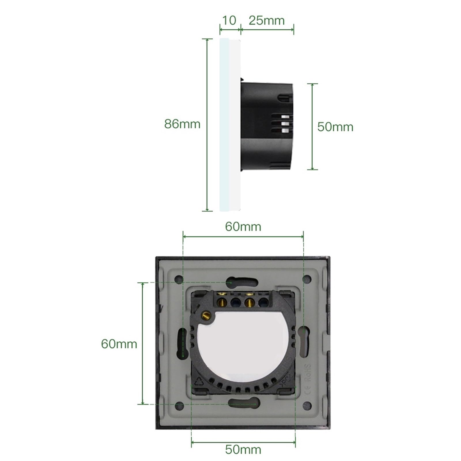 Wifi Dimmer Interruttori di Controllo Led Smart Pannello di Vetro Bianco (Singolo Dimmer)