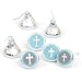 Little Miracle Boy Blue & Gray Cross - Baptism or BabyShower Round Candy Sticker Favors – Labels Fit Hershey’s Kisses (1 Sheet of 108)