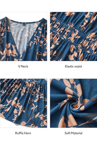 Newshows Summer Dresses for Women UK V Neck Sleeveless Midi Casual Vacation Sundress with Pockets(Dark Green Floral Apricot,M) - Image 7