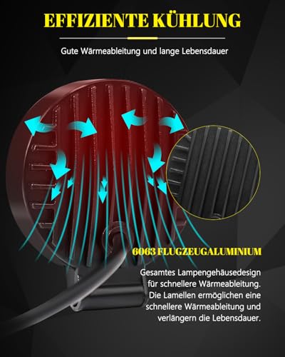 CO LIGHT 2PC LED Arbeitsscheinwerfer 12V/24V, IP68 LED Offroad Zusatzscheinwerfer 180° Verstellbarer Bügel für Traktor Offroad Baufahrzeuge UTV ATV LKW Landwirtschaft (Orbicular)