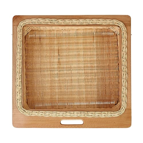 Image of Wicker Rectangular Basket For Modular Kitchen For Vegetables And Fruits Storage (Size: 22 W Inches Including Channel) (22 inch W X 16 inch L X 6 inch H),Beige