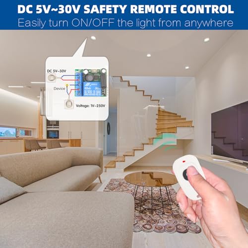 Miniatura 3 de Dieserc 5v - 30v Interruptor Remoto Por Radio 1 Canal Receptor De Relé De Control De Radio 12v 24v Con Transmisor Llavero Control De Relé De Contacto Libre De Potencial