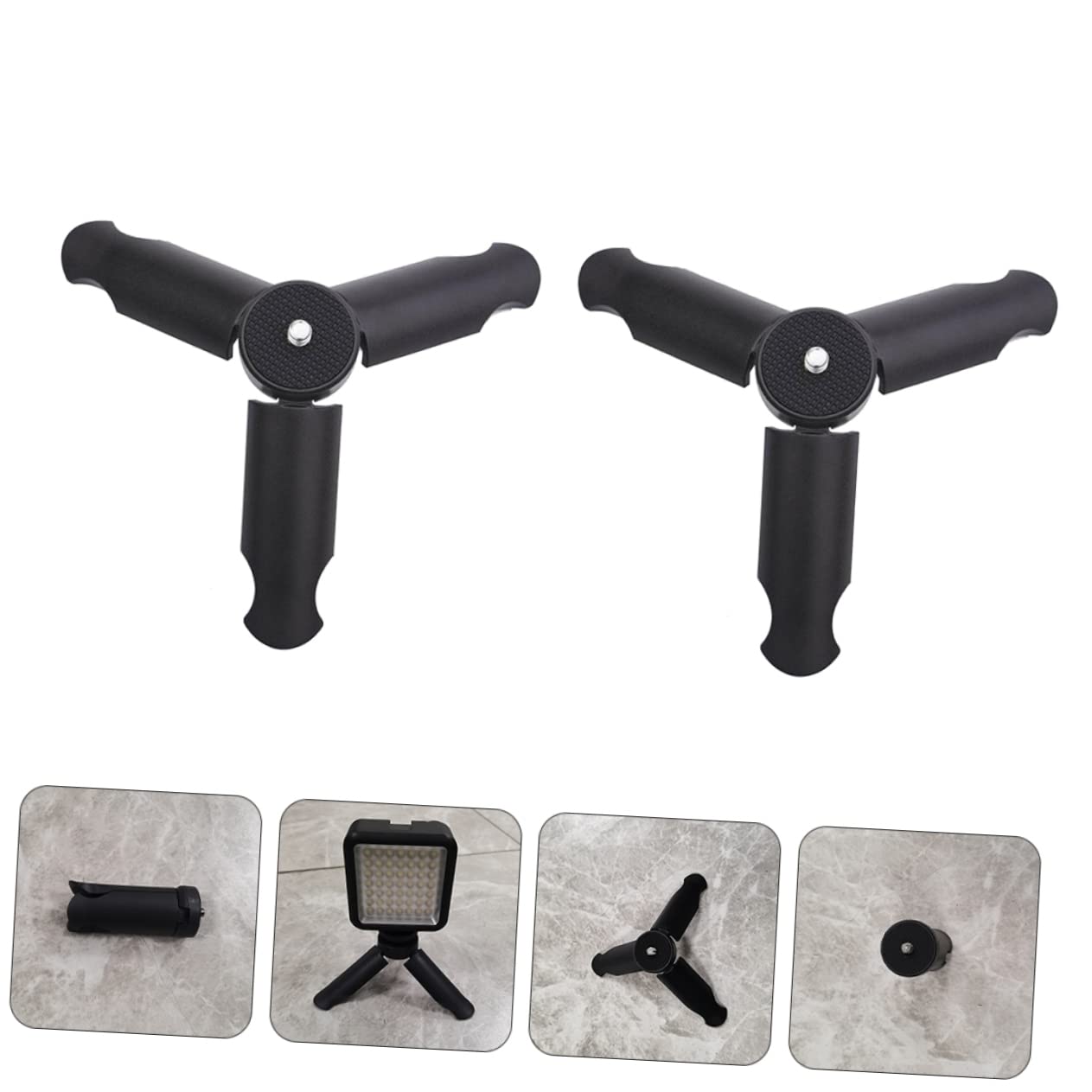 Homoyoyo Treppiede da Tavolo Pieghevole 4 Pezzi per Smartphone e Fotocamera, Attacco 1/4", Abs Nero