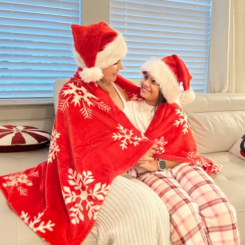 Image of BEDELITE Christmas Throw Blanket- Cozy Holiday Blanket with Red Snowflake Design, Soft Lightweight Fleece Christmas Blanket for Couch & Bed, Festive Home Decor & Gift, 50 inchx60 inch