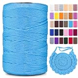 Polyester Makramee Garn 3mm X 225m，Makramee Band，Makramee Kordel 100% Polypropylene Yarn Makramee Schnur Kordel Garn Zum H&auml;Keln F&uuml;R Makramee Blumenampel Deko Kn&uuml;Pfen Taschen DIY (Hellblau, 1 Pcs)