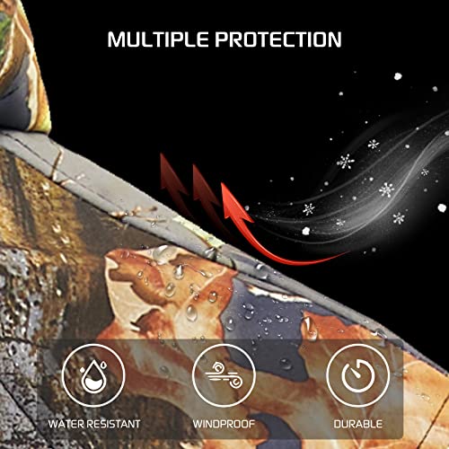 CONQUECO Men's Soft Shell Heated Jacket Waterproof Camo Hunting Hoodie Jacket with Battery Pack3