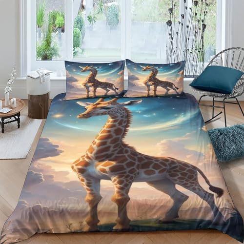 Parure housse de couette girafe 3D microfibre de qualité supérieure 200x200