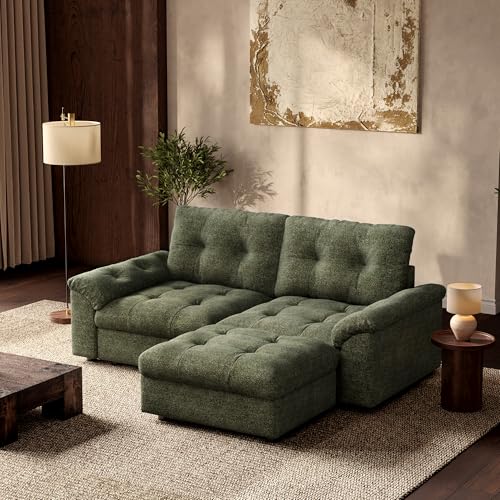 Image of Oversized Modular Sectional Sofa with Storage, Modern Deep Seat Cloud Couch for Living Room, L-Shaped Large Sectional Couch, Loveseat, Green
