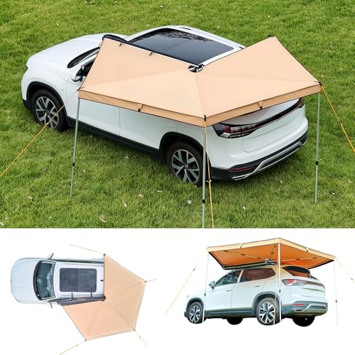 VEVOR Auvent 270 Degrés 3,19x2,10 m Auvent Voiture Latéral Rétractable Abri Autoportant Toutes Saisons Imperméable UV50+ pour Véhicule SUV Fourgonnettes Camionnettes Camping, avec Sac de Rangement