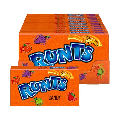 Wonka Runts Hard, Fruity Candy, 5 Ounce Theater Candy Boxes (Pack of 12)