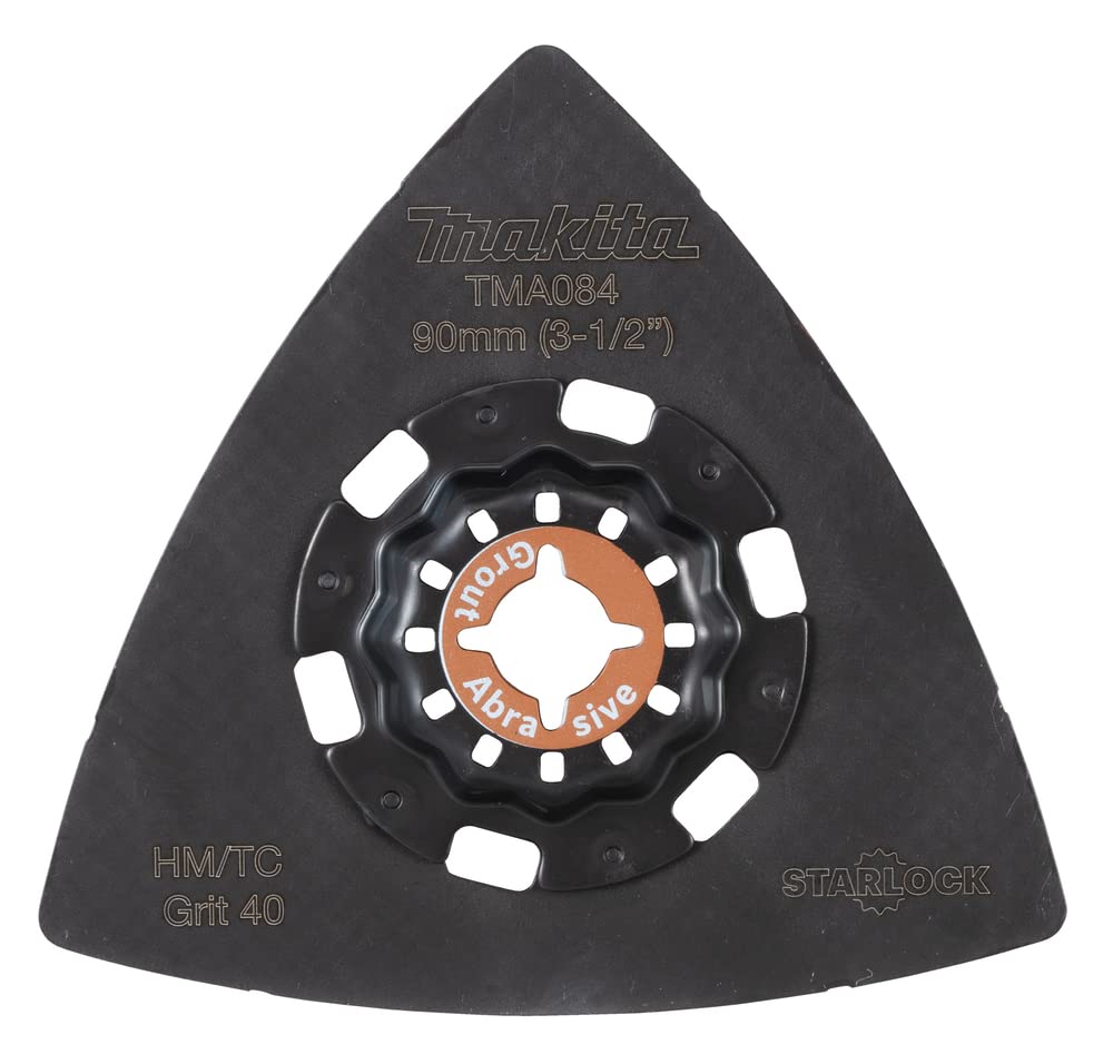 Makita B-69808 Starlock HM/TC Deltaplatte 90 mm TMA084, Körnung 40, für Mörtel, Leim, Fiberglas, Holz, für Multitool, Multifunktionswerkzeug, 1 Stück