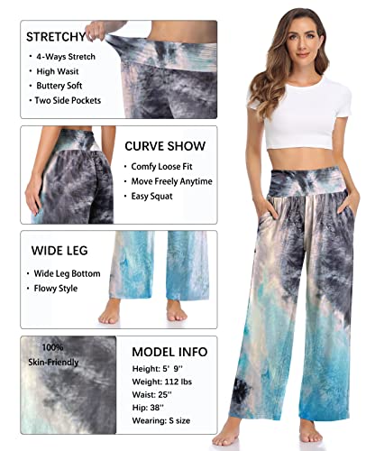 Image of TARSE Womens Wide Leg Pants Casual Loose Yoga Sweatpants Comfy Lounge Pajama Flowy Pants Pockets