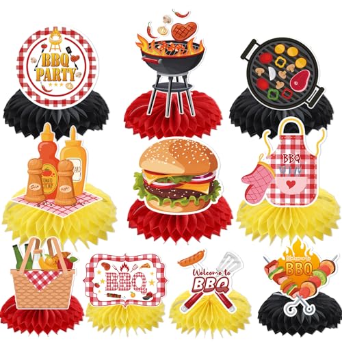 Image of BBQ Party Supplies - 10pcs Baby Q Baby Shower Decorations, Picnic Table Centerpieces, Summer Barbecue Decor, Happy BBQ Theme