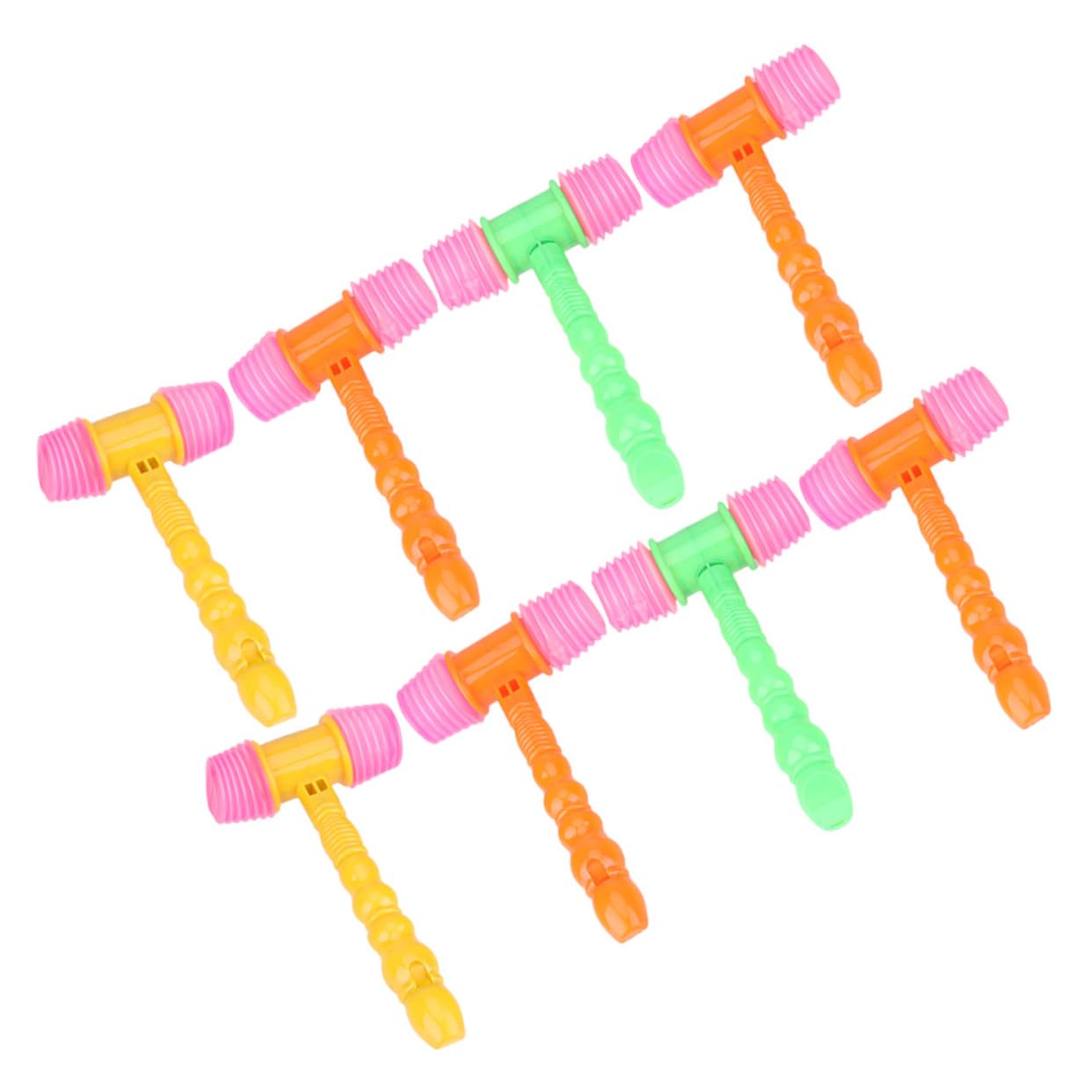 Hemoton Plastic Children's Hammer Toys Set of 8 Squeaky Gavel Toys for Boys and Girls' Party Plaything Random