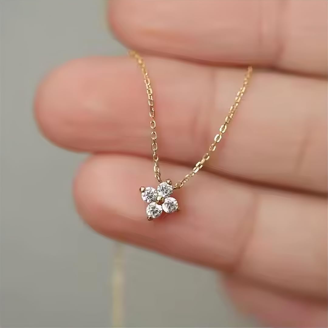 Dainty Clover Pendant Necklace for Women | 18K Gold Plated Lucky Four Leaf Jewelry | Cubic Zirconia Trendy Gifts for Her - Image 4