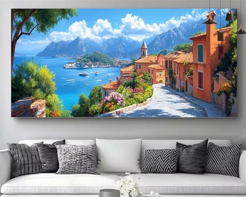 Diamond Painting XXL 70x210cm Mer Ville Broderie Diamant Kit Complet