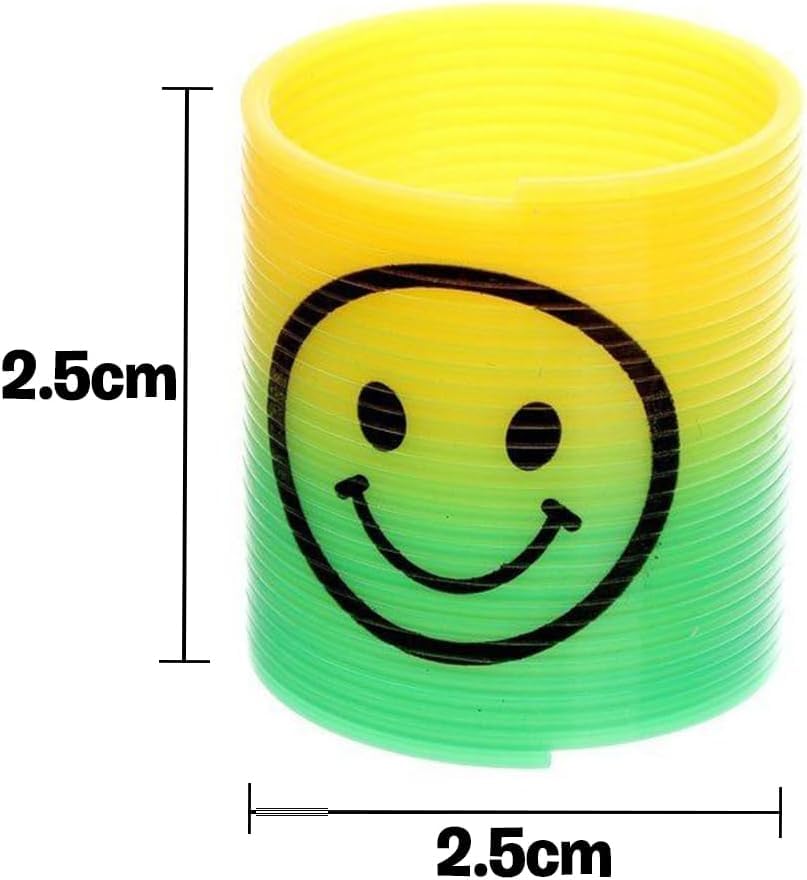 ASPIRE UK Rainbow Springs 24 Small Mini Slinky Smiley Face Rainbow Springs Fidget Party Bag Filler Gifts for Kids - Pinata Party Favour, Bulk Party Toys for Boys, Girls & Kids Party Supplies - Image 3