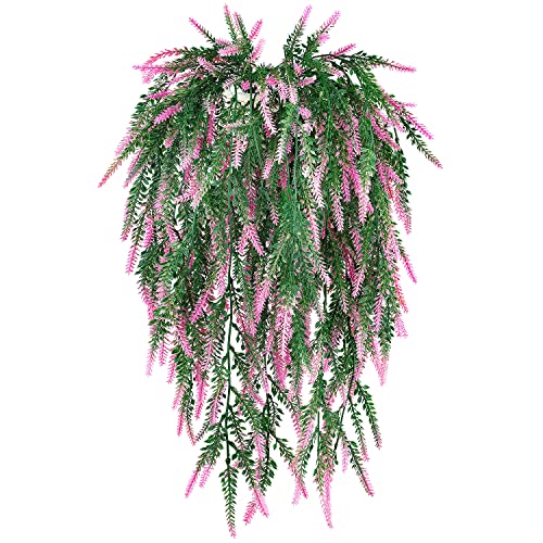 Gpark 6Pcs (Each 30.7'') Artificial Lavender Bouquet Fake Hanging Vines Plants For Door Wedding Party Home Garden Kitchen Indoor Outdoor Patio Decoration Pink #TOP10