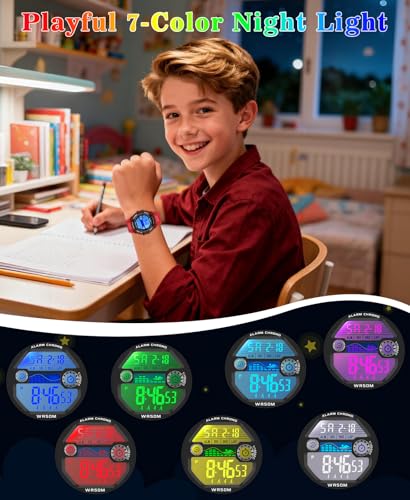 Image of Kids Digital Watch for Boys Girls, Waterproof LED Colorful Lights Sports Watch Suitable for 5-17 Years Old Teenagers (with Gift Box)