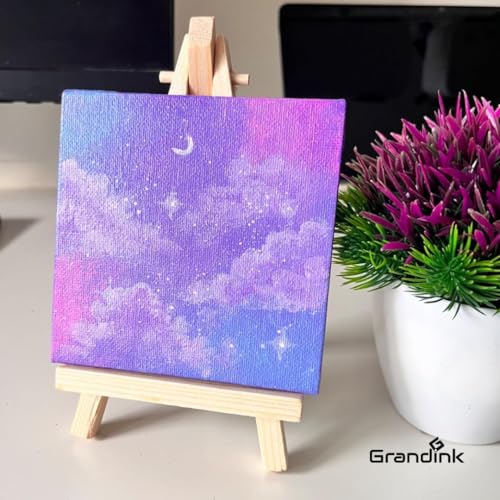 Image of Grandink 6 Inch Mini Wooden Easel with 4x4 Canvas Panel (Pack of 5)