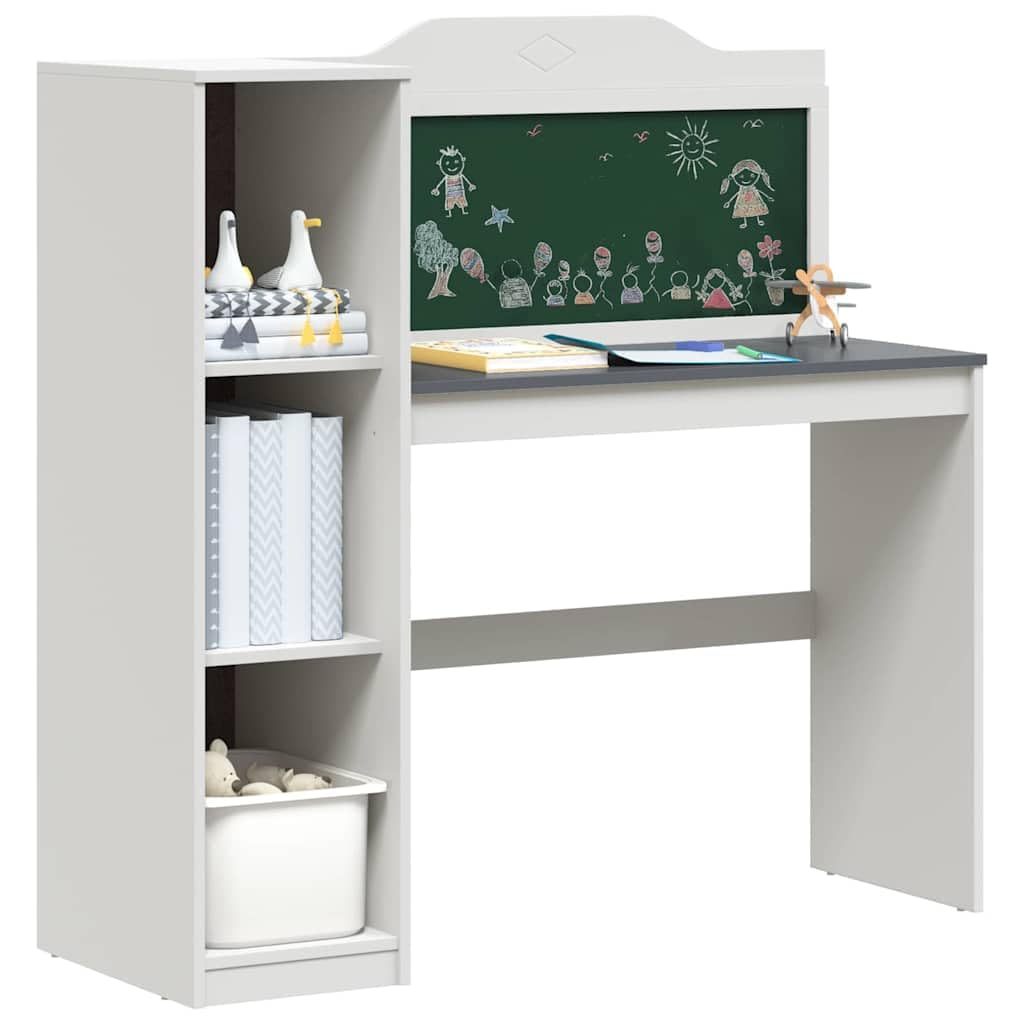 ROROS - Scrivania con ripiano aperto e lavagna in legno, 120 x 45 x 118,5 cm, con 3 ripiani, per casa, ufficio, studio, studio e lavoro creativo