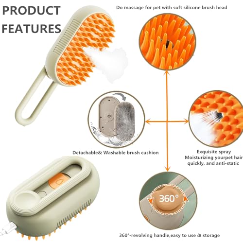 Image of Cleaning Slicker Brush, Cat Brush with Release Button, Dog Shedding for Grooming, Cat Comb Pet Massage Tool Suitable for Long or Short Pet Hair Cleaner, Removes Tangles & Loose Fur（Square）