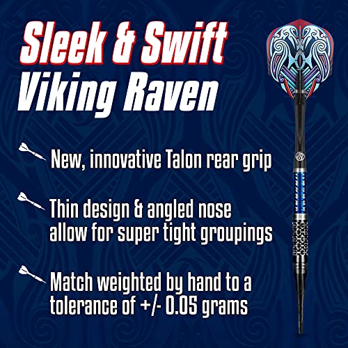 Shot! Darts Viking Raven Darts Plastic Tip Sets - 90% Tungsten Soft Tip Darts Professional Set - Handcrafted Darts Flights Made In New Zealand - Plastic Tip Darts For Electronic Dartboard - 20 Grams #TOP1
